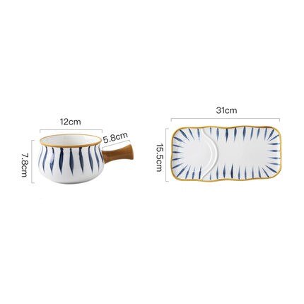 Assiette alimentaire en céramique, peinture à la main, sous glaçure japonaise, bols pour le petit déjeuner ensemble d'assiettes plateau en porcelaine vaisselle ménagère: Argent
