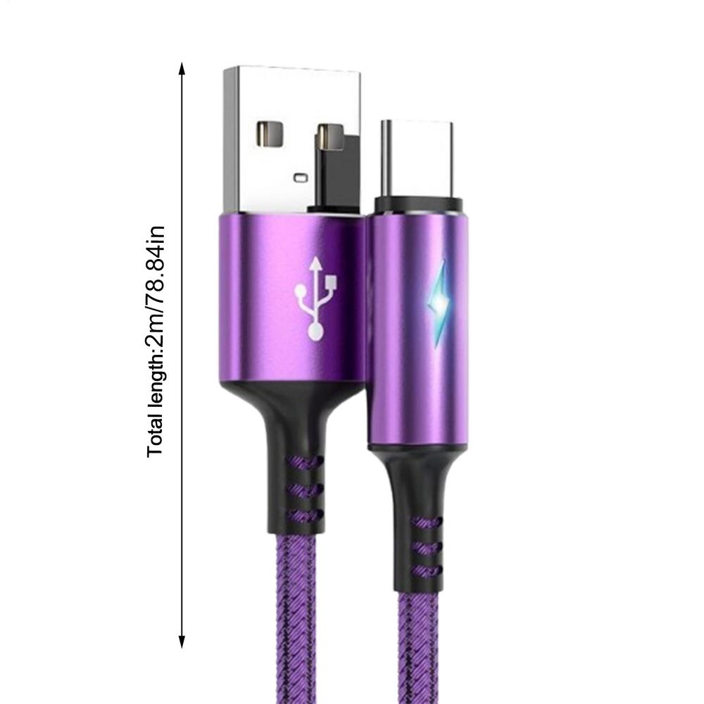 Type C Cable Super Fast Charger Cord USB Type C Quick Charge Cable Durable Type-C Charger Cord USB C Cables Phone Charger Cord: PURPLE