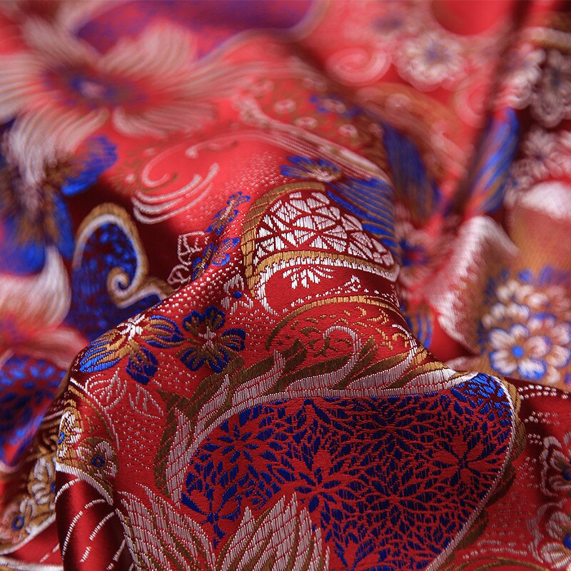 CF654 The High Florals Embroidery Jacquard Silk Brocade Fabric Chinese Wedding Dress Fabric Buddhism Clothes