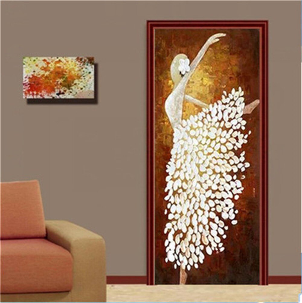 ! Detail Picture With Buyers Show Door Stickers Waterproof Wallpaper DIY Removable Self Adhesive PVC Mural 3D View: ballet1