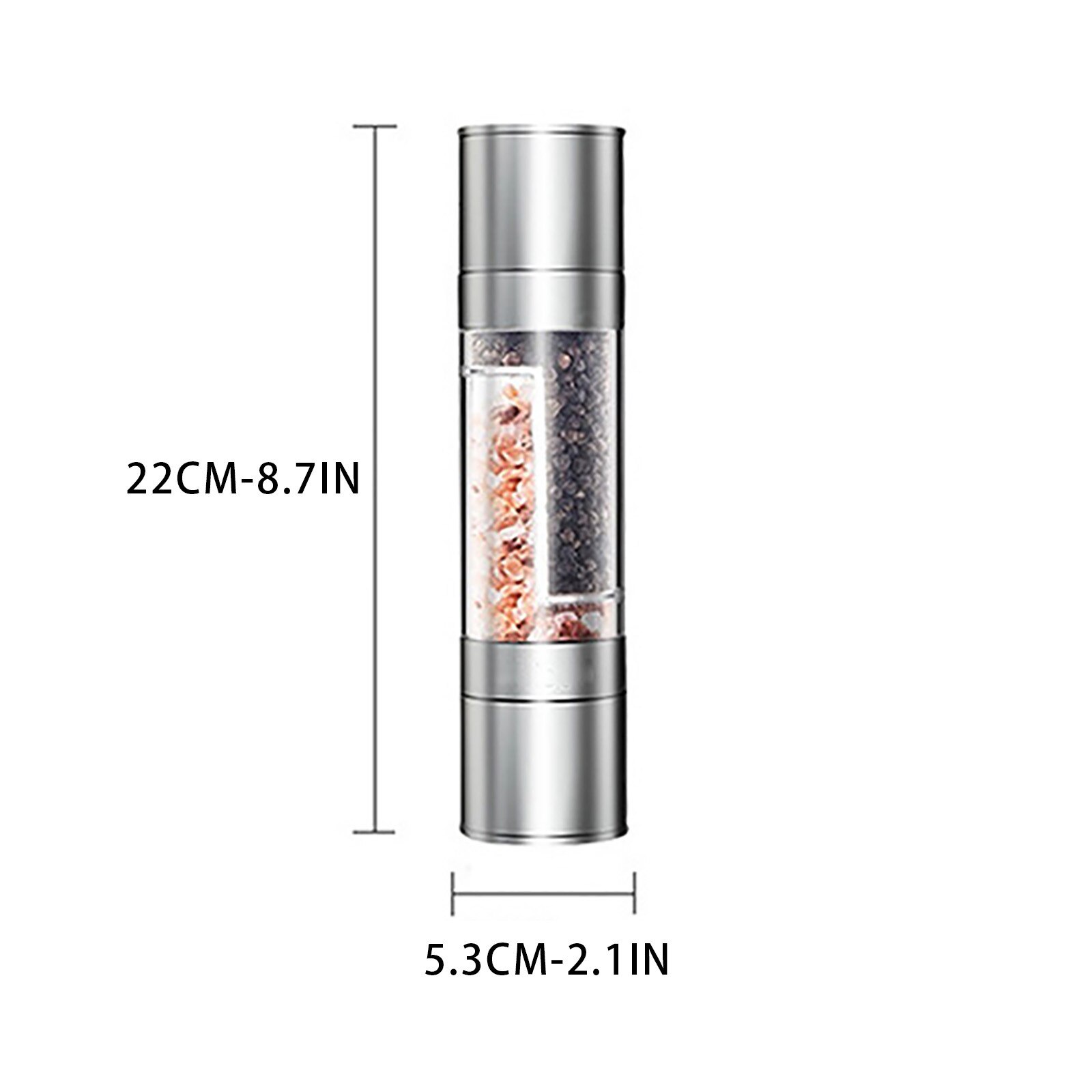 2 In 1 Kitchen Grinder for Salt Pepper Stainless Steel Mill Grinder Peper Spice Seasoning Mill Grinder Hand Kitchen BBQ Tools
