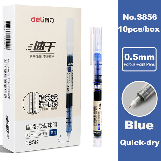 Deli-Juego de bolígrafos Rollerball, bolígrafos de Gel de tinta de secado rápido de 0,5mm, negro, azul y rojo, suministros de papelería, bolígrafo de firma de escritura para estudiantes, 6/10 Uds.: Grey
