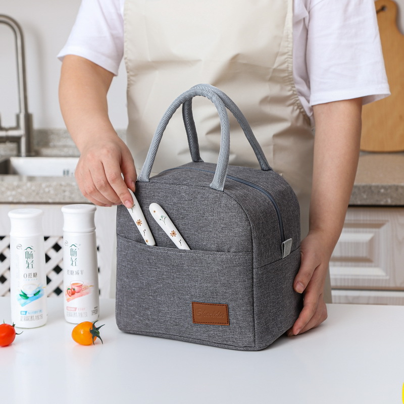 Fiambrera térmica para mujer, bolso portátil con cremallera, aislante, para la puerta de la comida, fiambrera de viaje, contenedor de almacenamiento para la cena