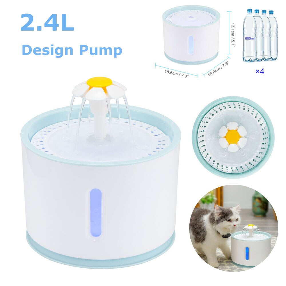 Kæledyr hund kat skål automatisk springvand elektrisk vanddispenser beholder ført hund katteføder drikkevand filter