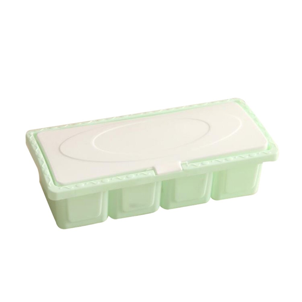 4 Raster Kruiden Doos Kruiderij Spice Storage Case Houder Keuken Tool Met Lepel: green