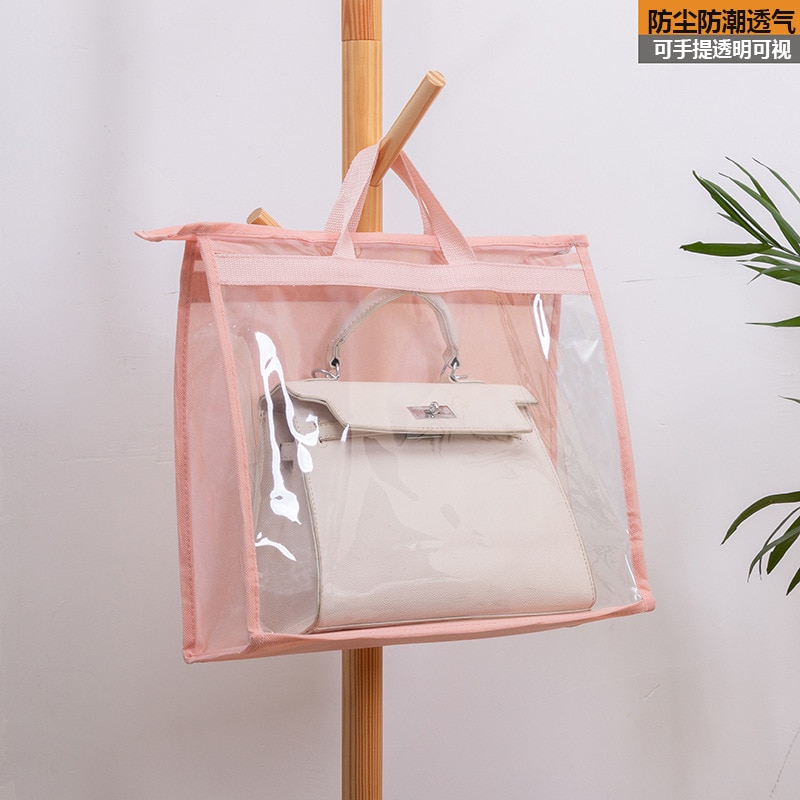 Dust-proof PVC storage handbag for bags' protection transparent breathable damp-proof hanging bags organizers for bags' storage