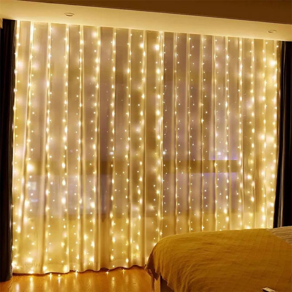 Guirnalda de luces LED para cortina, guirnalda de luces navideñas con USB de 3/6M, luz Led para vacaciones, decoración para de boda y dormitorio: 4XL / Color zafiro profundo