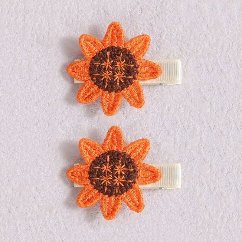 Pinzas para el pelo de punto de ganchillo para niña, horquillas para bebé, accesorios Kawaii, ganchos para el pelo de girasol, horquilla pequeña, sombreros para niños, 2 unids/set/Set: 5