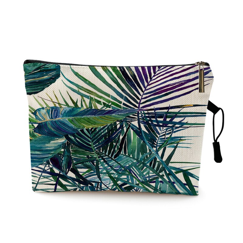 Borsa da toilette da viaggio per donna organizza foglie di piante verdi tropicali stampa borsa cosmetica borsa da trucco portatile per signora borsa per lavaggio: Pattern 9