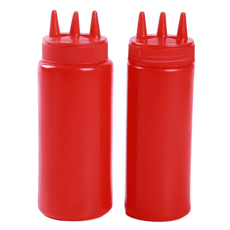 3Hole Squeeze Bottle Condiment Mustard Dispenser Sauce Vinegar Ketchup Gravy Cruet Kitchen Gadgets Plastic Oil Vinegar Bottles