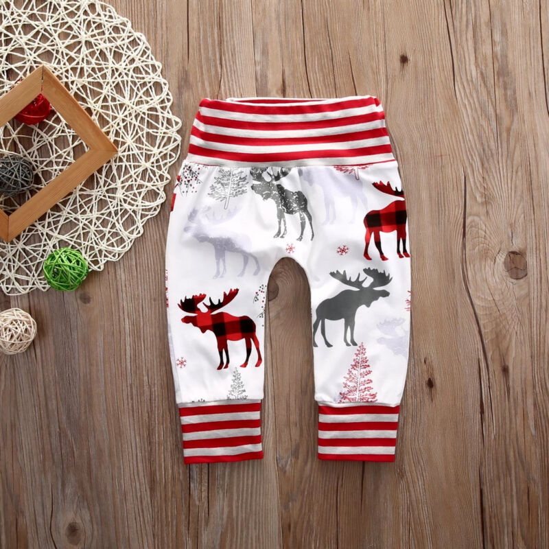 Pudcoco Weihnachten Hosen Neugeborenen Baby Jungen Mädchen lässig Hirsche Unterseite freundlicher Elastische Wasit Gamaschen Hosen 0-24M