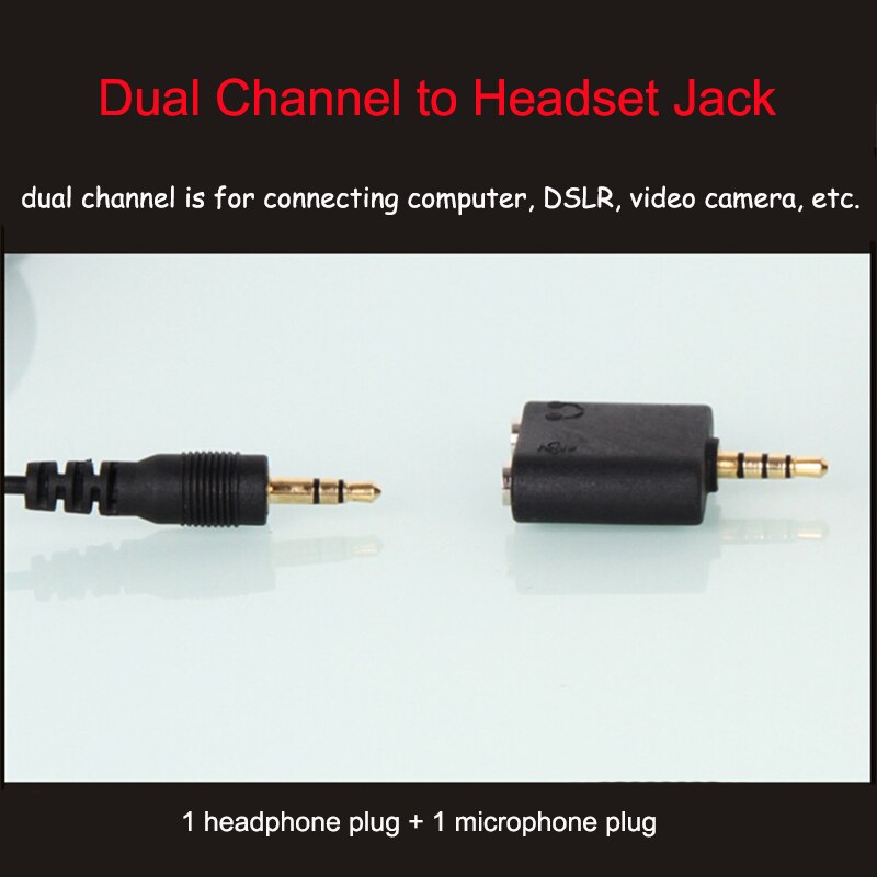 Adaptador de micrófono de 3,5mm, 1 en 2, cámara DSLR, para teléfono móvil, Iphone, Android