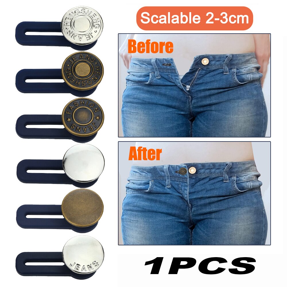 1 stk metall magisk knappforlenger for bukser jeans fri sying justerbar uttrekkbar midjeforlenger knapp linningsutvider