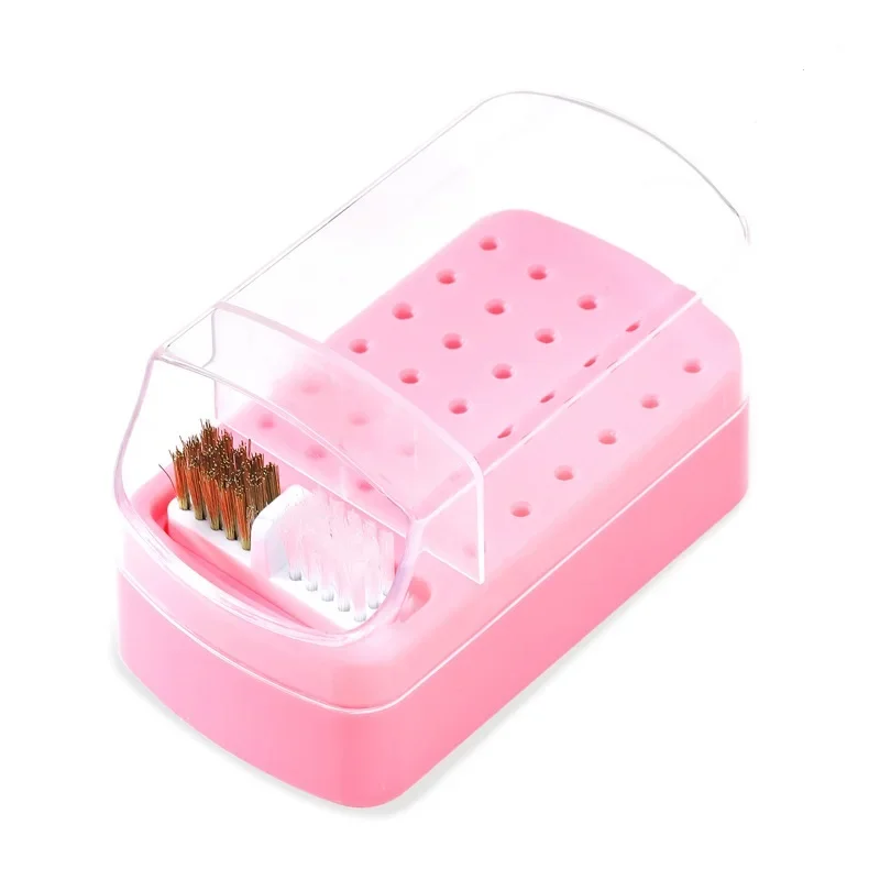 Soporte para brocas de uñas, estuche organizador de 30 agujeros con cepillo de limpieza, soporte para cabezal de molienda de salón, soporte organizador de manicura: Gris claro