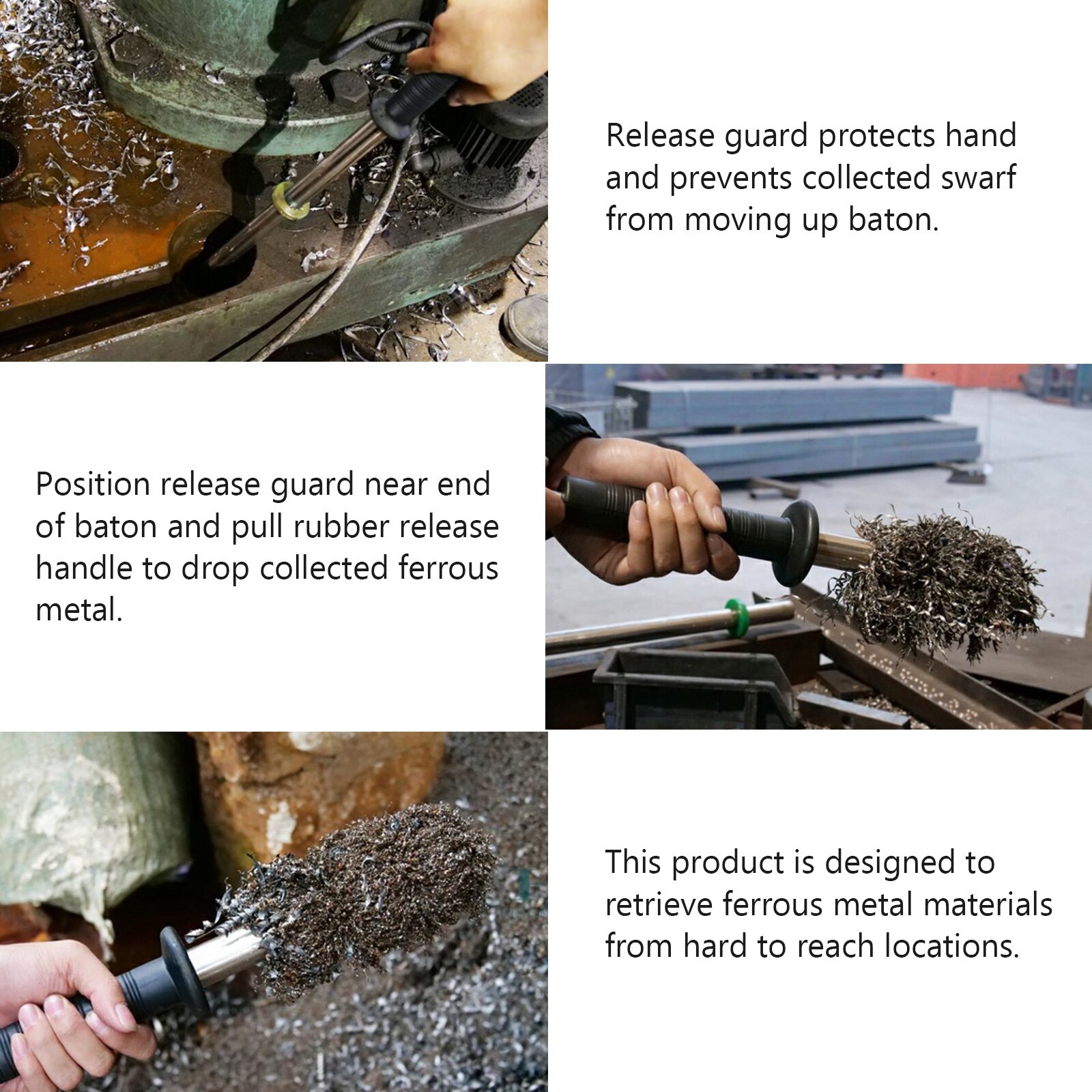 Magnetic Retrieving Baton with Release Handle Magnetic Swarf Collector
