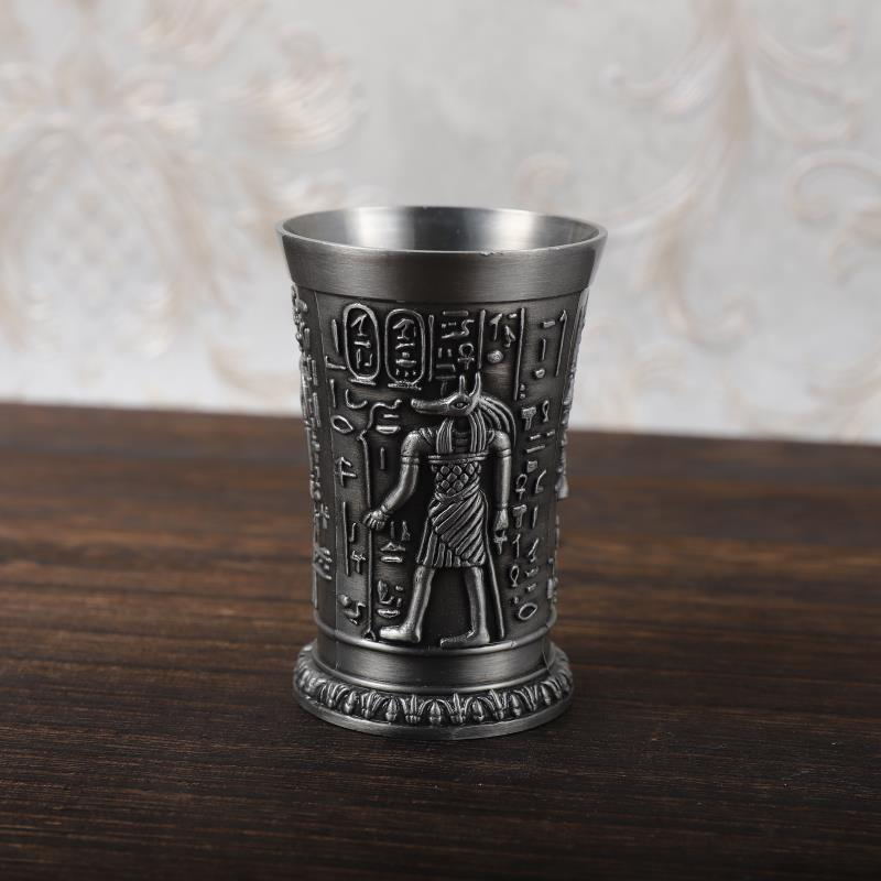 Copa de cobre antigua Retro del antiguo Egipto, vaso de chupito de licor y licor, obra de arte en relieve 3D, cóctel, copa de vino pequeña: Style3