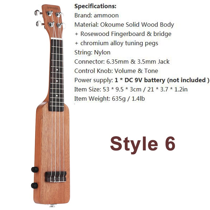 Ammoon-ukelele acústico para principiantes, instrumento musical de cuerda, de 21 pulgadas, con trastes de 15 y 4 cuerdas