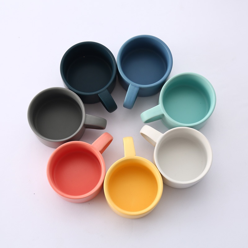 Taza de café de cerámica para leche, taza para café con leche, vaso bonito de cerámica de Color puro estilo europeo para parejas,