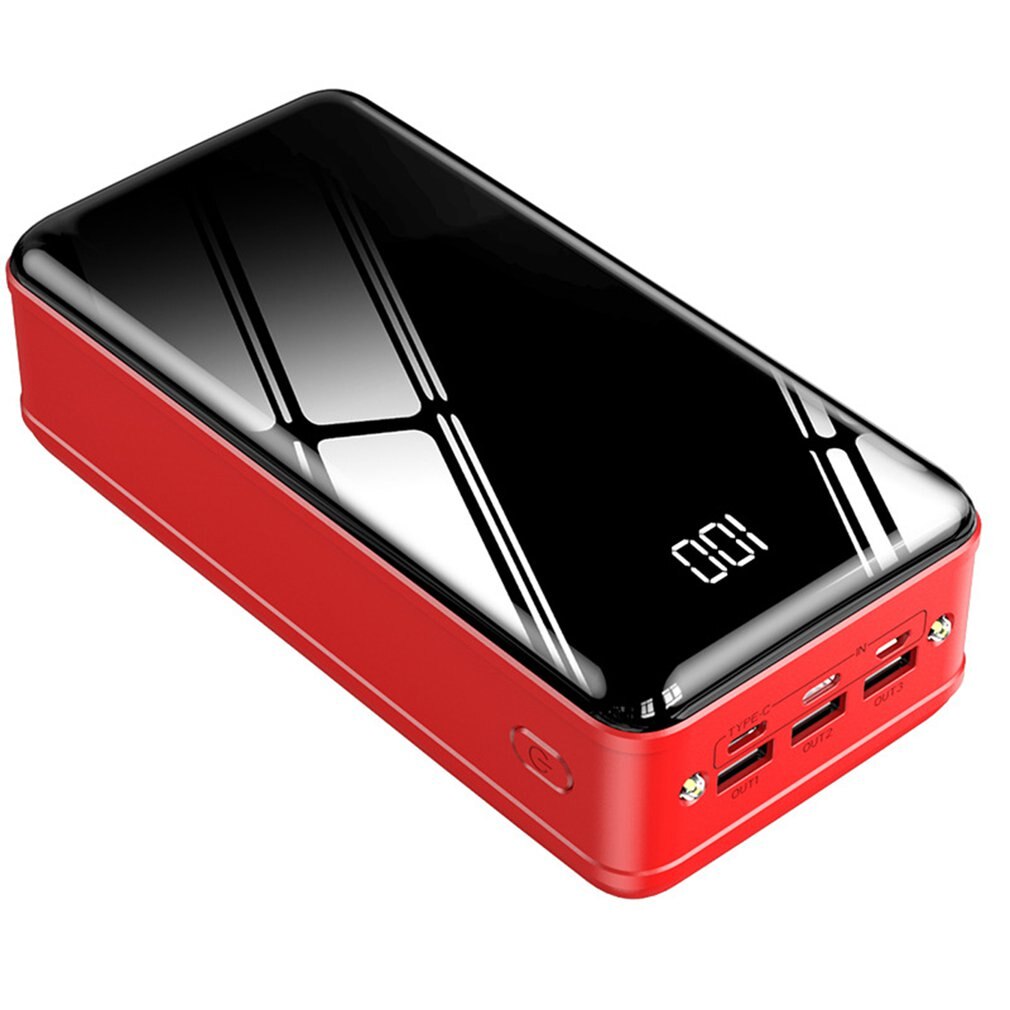Large-capacity Power Bank 50000 MAh Digital Display Polymer Lithium Ion Battery Multi-interface Power Bank: Red