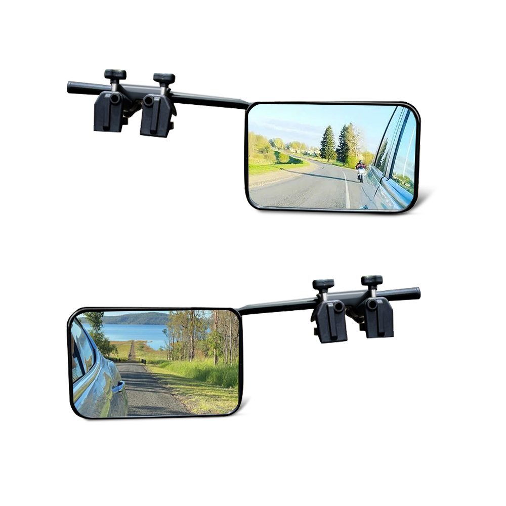 2Pcs Universal Towing Mirrors Tow Mirror Adjustable Clip-on Rectangle Shape Side Mirror For Caravan Trailer Car Rear View Mirror