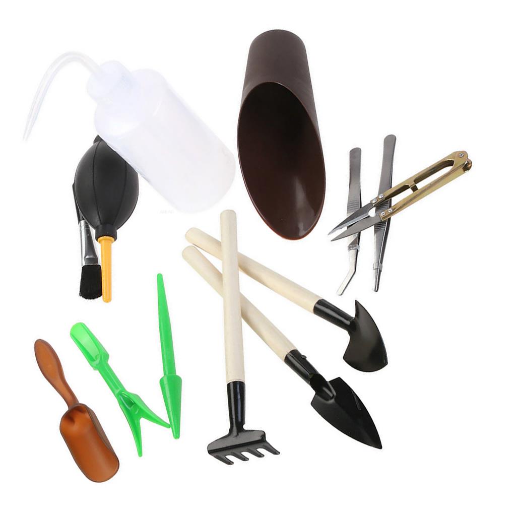 Miniherramientas de jardinería, pala, rastrillo, regadera, cepillo, pinzas, 13 unids/set por juego