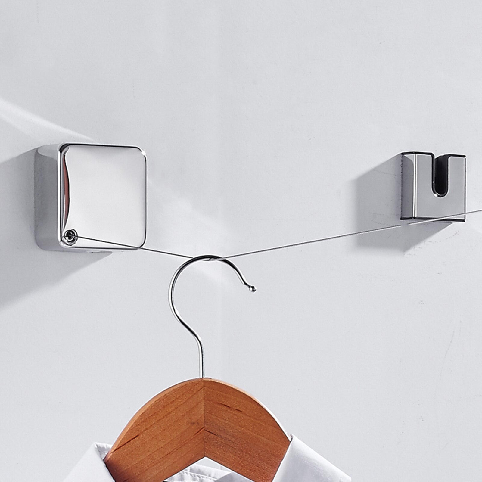 Automatic Retractable Drying Rack Stainless Steel Clothesline Durable Retractable Rope Free Punching For Hanging Wet Clothes