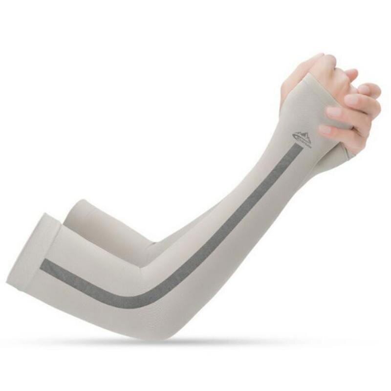 UV Cooling Arm Sleeves Summer Sports Long Cover Fingerless Gloves Running Cycling Driving Cool And Breathable Sleeve: grey