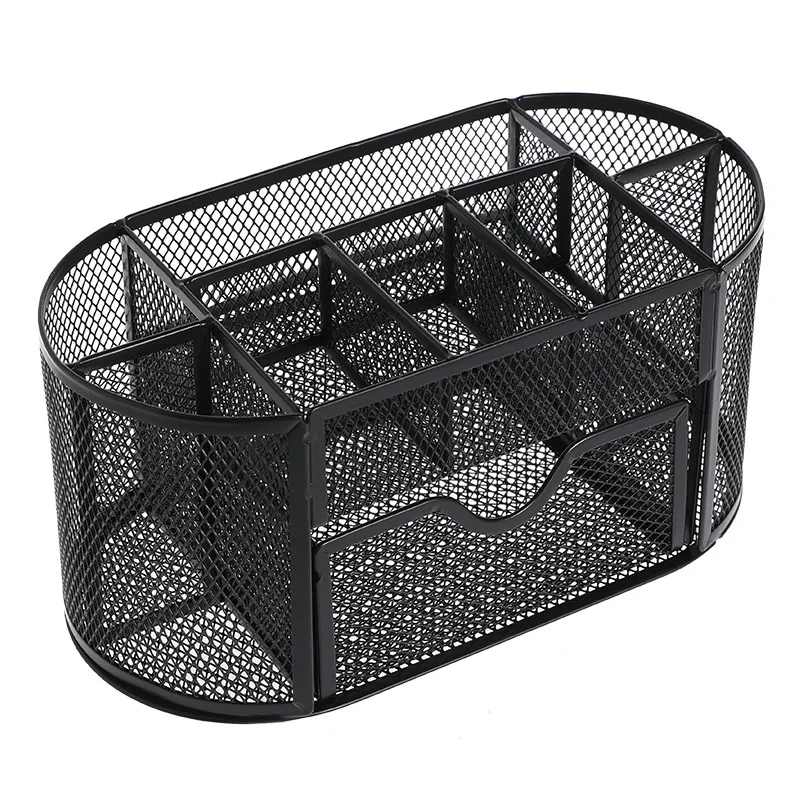 Organizador de escritorio de malla metálica, organizador de escritorio para oficina, soporte de almacenamiento, lápiz, bolígrafo, artículos diversos, caja de insignias, suministros de papelería
