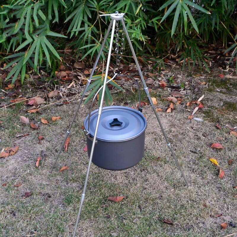 Camping Tripod for Fire Hanging Pot Outdoor Campfire Cookware Picnic Cooking Pot Grill WF1021
