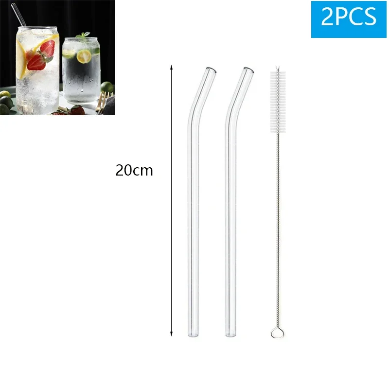 Paille en verre pour Smoothie réutilisable, pailles à boire transparentes pour Smoothie, Milkshakes, paille à boissons , 1 à 10 pièces