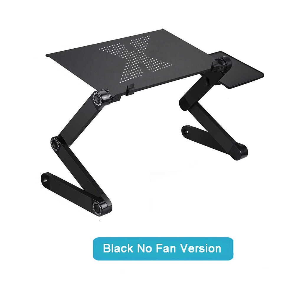 Adjustable Laptop Desk with Cooling Fan Ergonomic Portable Bed Lapdesk Tray PC Table Stand Notebook Desk Stand With Mouse Pad: Black No Fan