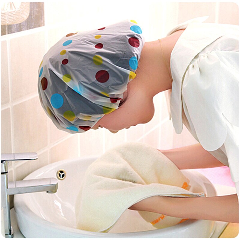 Waterproof Shower Cap Elastic Thicken Bathing Cap Bathing Hat For Women Spa Bathing Hair Salon Bathroom Shower Cap