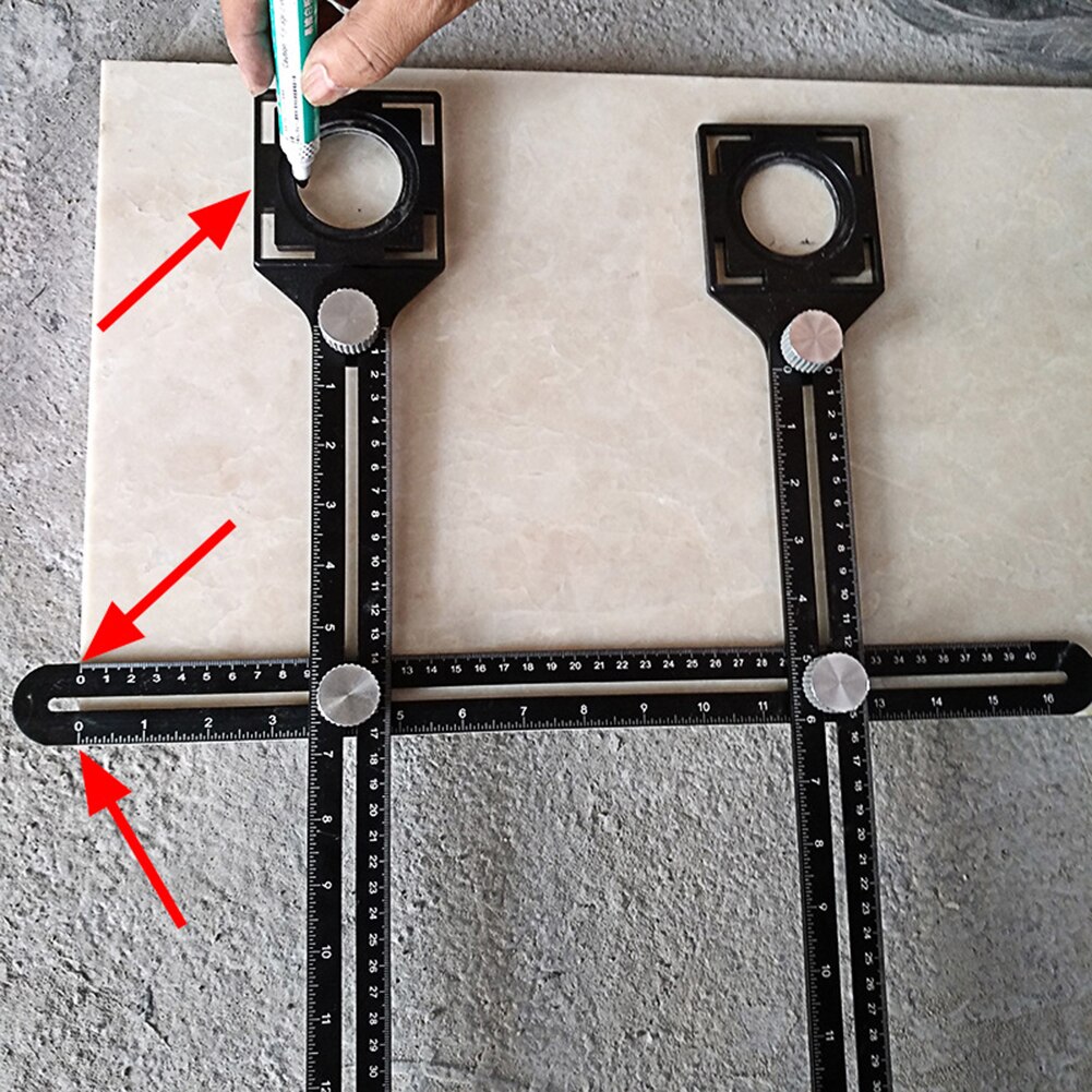 Ceramic Tile Hole Locator Template for Drilling Holes Divider Drill Bit Locator Handle Ruler Woodworking Construction Tool