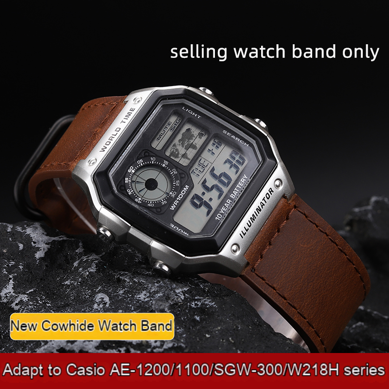 Für Casio Lederarmband AE-1200/1100/SGW-300/W218H Serie modifiziertes retro-Lederarmband