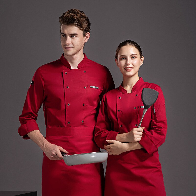Kokk uniform menn langermet qiu dong antrekk etter vestlig restaurant bakeri kjøkken kantiner catering verktøy uniformer