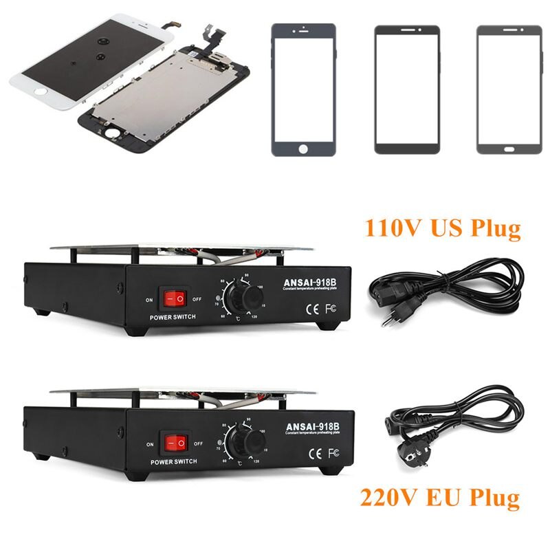 Eu enchufe Lcd Sn separador plataforma de calefacción 220V Eu Placa de eliminación de vidrio teléfono reparación máquina Auto Placa de calor suave