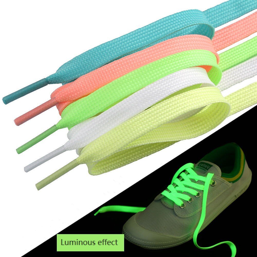 Elf in de nacht lichtgevende veters brede veter platte canvas sneakers fluorescentie schoenveters 120 cm wit groen roze blauw geel
