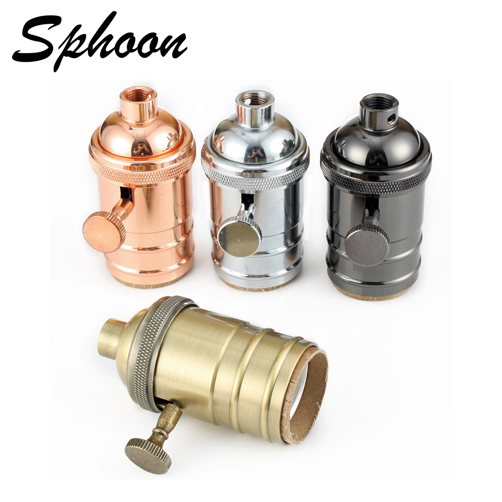 Portalámparas Retro de cobre DIY con interruptor E26 E27 Edison, casquillo de tornillo de iluminación Vintage, accesorio de portalámparas de latón antiguo