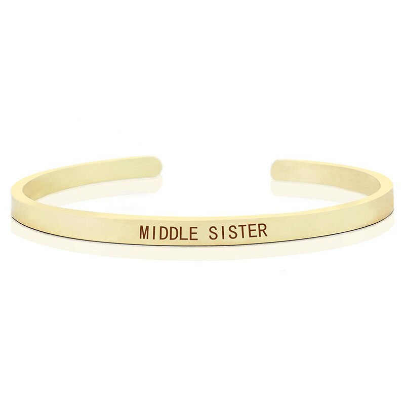 Beste Freund & Schwestern Armbinde Gold Farbe Gravierte Manschette Armbinde Armreif Kleine Schwester Große Schwester Schmuck Geburtstag: Mitte Schwester