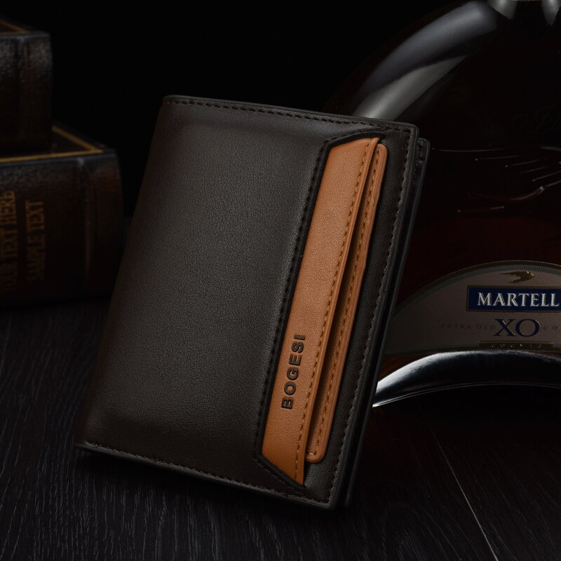 Retro Men's Wallet Business ID Card Holders Purse Small Leather Cards Wallets Short Bifold Wallet for Men Slim Purses Male: E Coffee 2