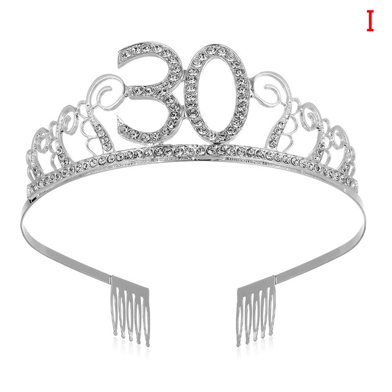 30 40 50 syntymäpäiväjuhlien koristelu aikuisten kristalli tekojalokivi tiara prinsessakruunu: I