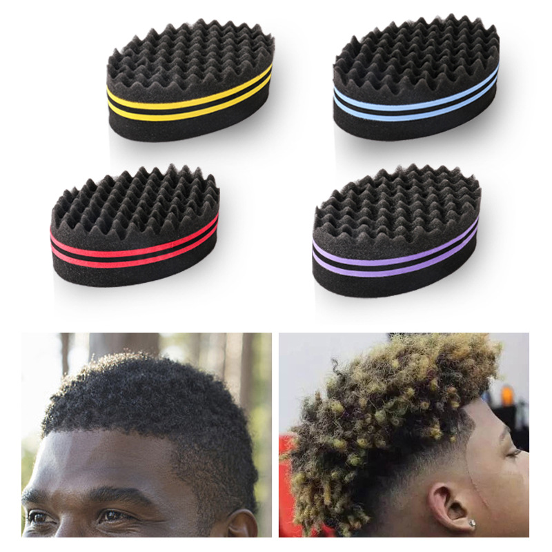 Cepillo de pelo ovalado de doble cara, cepillo de esponja mágico para bobina Afro Natural, cepillos de esponja para rastas, trenzas de cabello trenzado