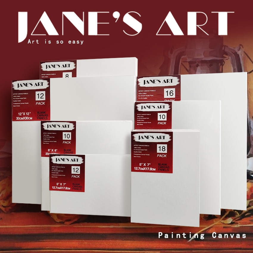 Blank Olie Canvas Papier Voor Schilderen Houten Tekentafel Van 12Pack Jane 'S Art Schilderen Panel 5*7inch /8*8Inch/8*10Inch