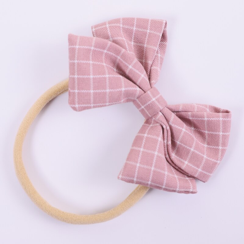 Nette Plaid Nylon Baby Stirnbänder Für Mädchen Baumwolle Leinen Bogen Handgemachte Elastische Knoten Baby Hairband Stirnband Neugeborenen Haar Zubehör: 1