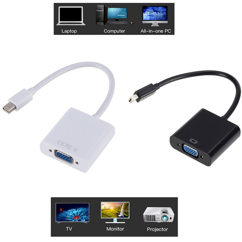 MINI DP To VGA Converter Cables 1080P MINI Display Port To VGA Converter Mini DP To VGA Converter Adapter for PC Laptop