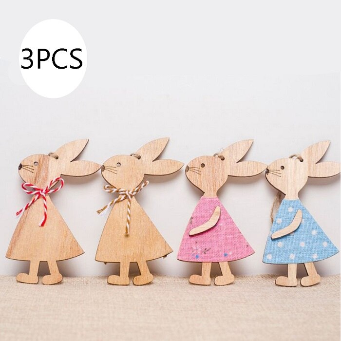 1/3 Pcs Pasen Konijn Houten Decoratie Diy Hout Opknoping Ambachten Schattige Bunny Pasen Ornamenten Feestartikelen Hout Ambachten: Ramdom-3pcs
