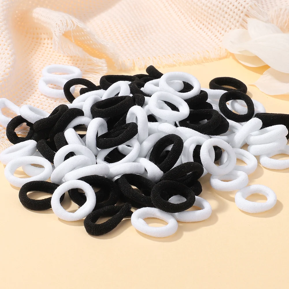 100/200Pcs Women Girls Colorful Nylon Elastic Hair Bands Ponytail Hold Small Hair Tie Rubber Bands Scrunchie Hair Accessories: XXS / Dark Khaki