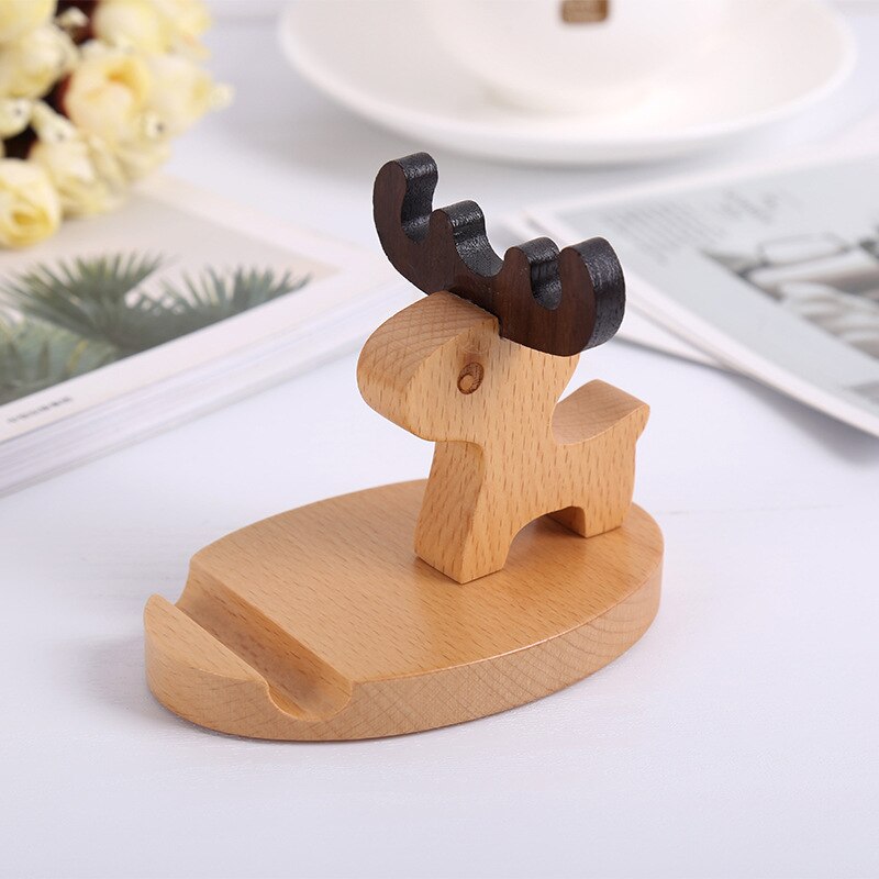 Puppy Animal Universal mobile phone bracket Cellphone Holder Wooden Light Weight Desktop Lazy Smart Phone Stand