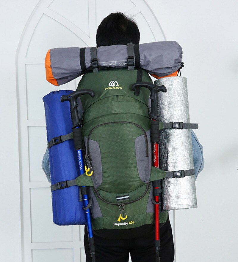 Mochila de 60 litros para deportes al aire libre, mochila de Camping, viaje, montañismo, senderismo, impermeable, cubierta de lluvia