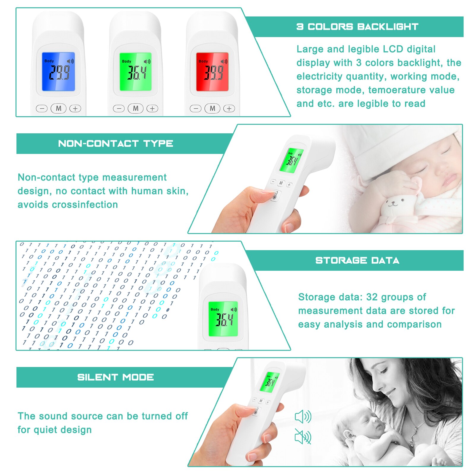 Ew Digital Infrarot Thermometer Keine Ber Hren Stirn Ohr Thermometer